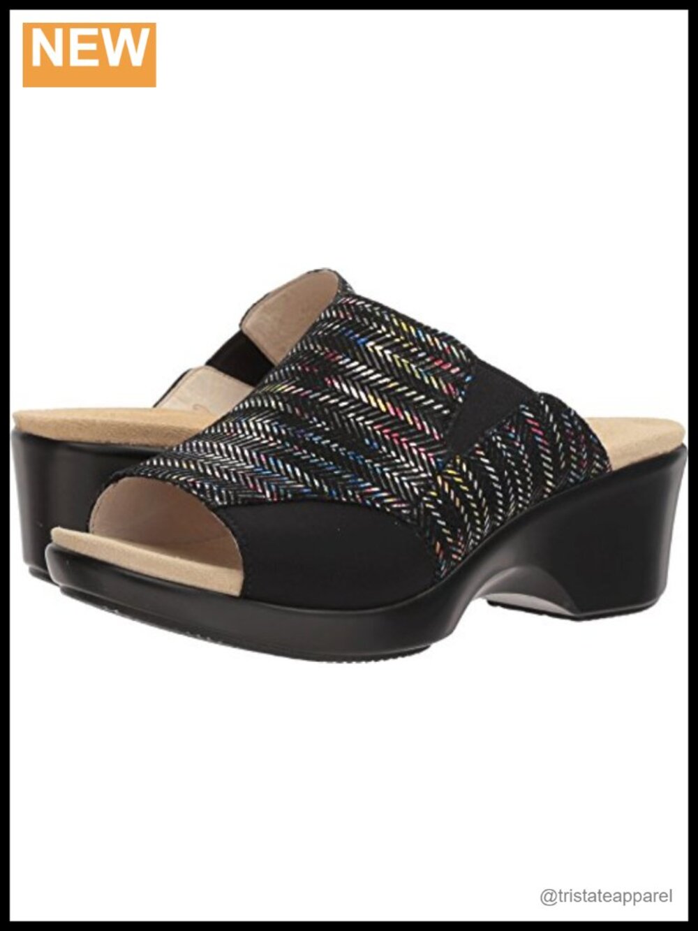 Alegria by PG Lite Wedge Slide Sandal with Arch Support Leather Neoprene